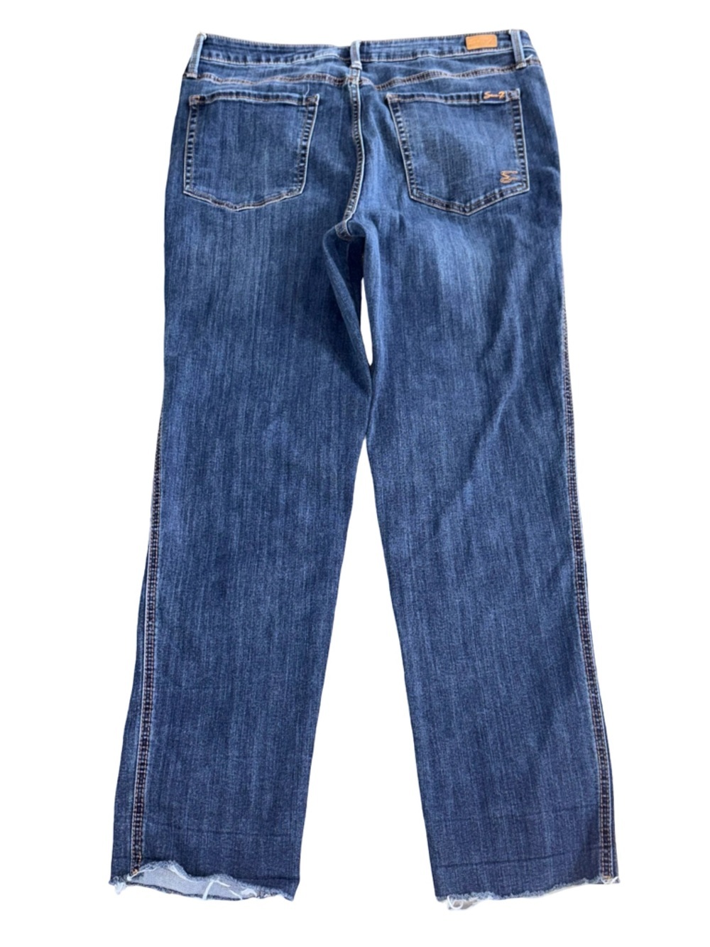 Seven7 Jeans Women’s Size 14 Straight Leg Raw Hem Medium Wash Denim